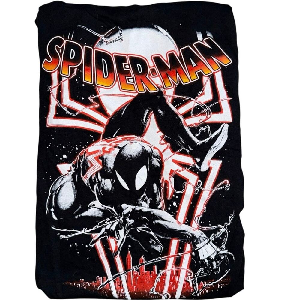 Marvel Men's Spider-Man Symbiote Black Suit Swing Graphic T-Shirt XL spider man